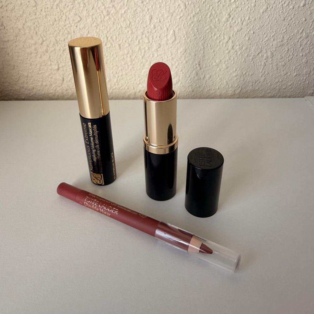 Estee Lauder Makeup- Lipstick, Mascara, Lip Liner